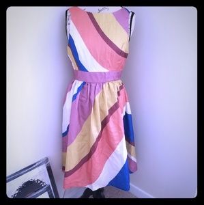 Champagne & Strawberry Striped Fit & Flare Dress